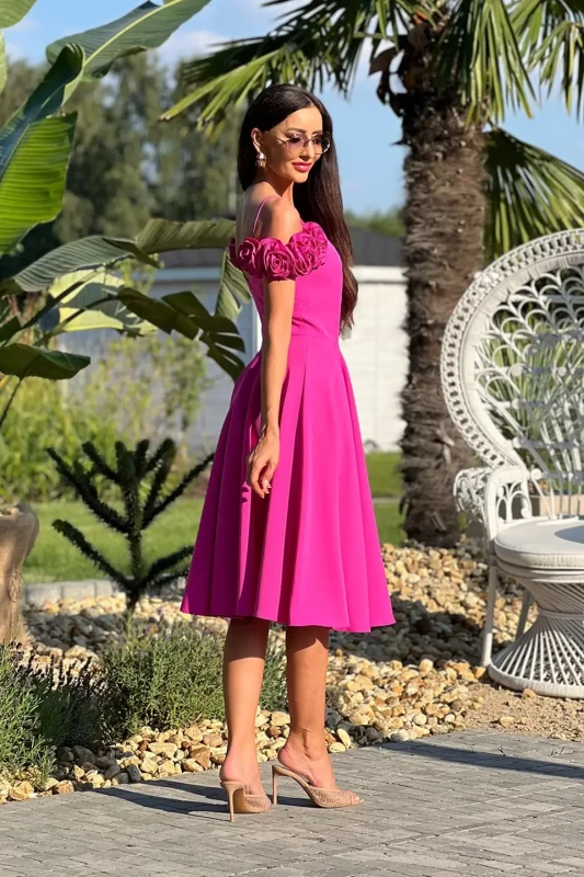 ELIZABETH Suknia FLOWER (fuksja)