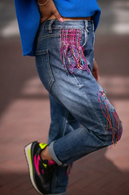 BASTET spodnie jeans BOHO