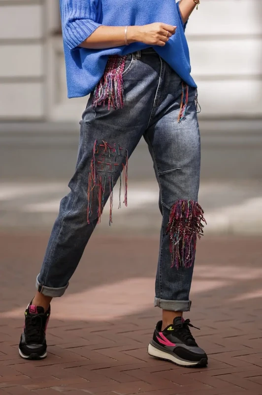 BASTET spodnie jeans BOHO