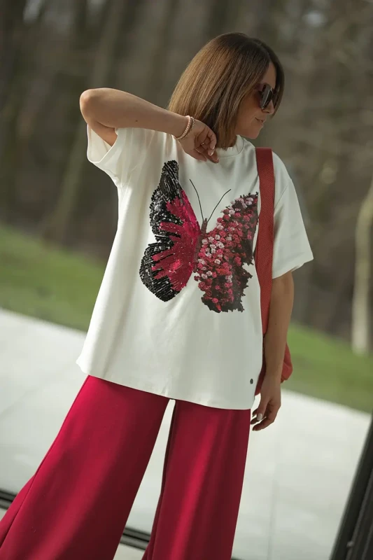 BASTET Bluzka T-shirt  Motyl (biały)