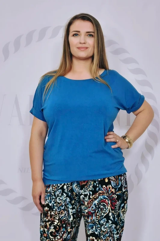 Bluzka "basic" wiskoza (niebieska)