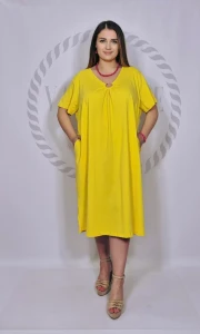 Sukienka bawełniana oversize troczki (żółta)