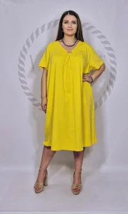 Sukienka bawełniana oversize troczki (żółta)
