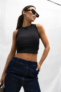 MISS CITY OFFICIAL Damski Top MissFit (czarny)
