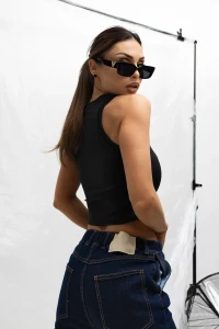 MISS CITY OFFICIAL Damski Top MissFit (czarny)
