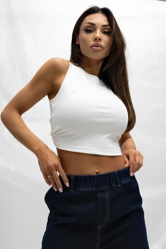 MISS CITY OFFICIAL Damski Top MissFit (biały)