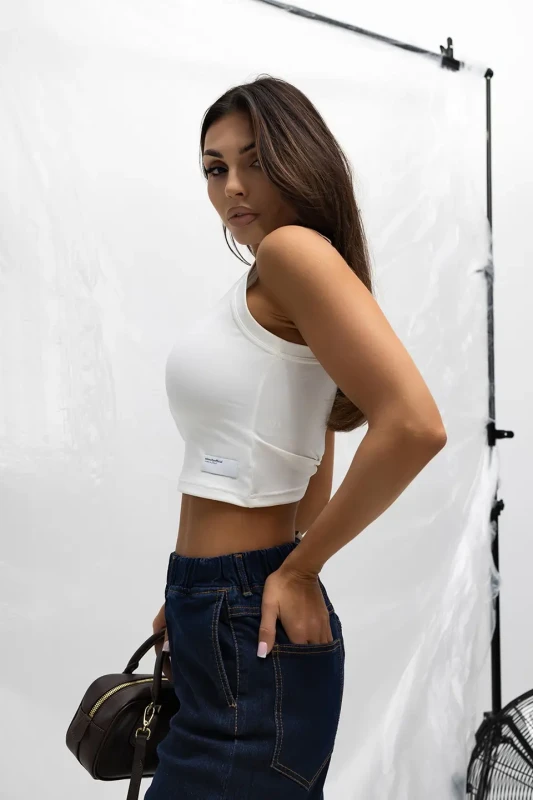 MISS CITY OFFICIAL Damski Top MissFit (biały)