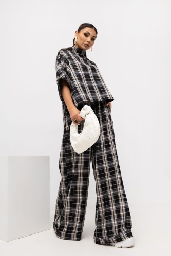 MISS CITY OFFICIAL Damskie Spodnie Grid Pattern (czarny)