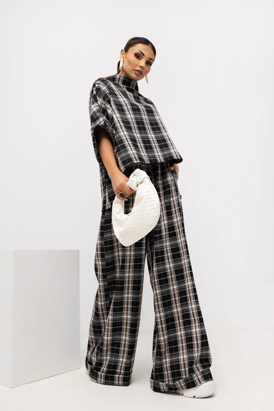 MISS CITY OFFICIAL Damskie Spodnie Grid Pattern (czarny)