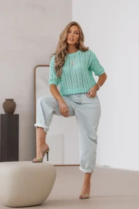 SimpliCity Sweter ażurowy Judie (mięta)