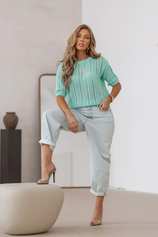 SimpliCity Sweter ażurowy Judie (mięta)