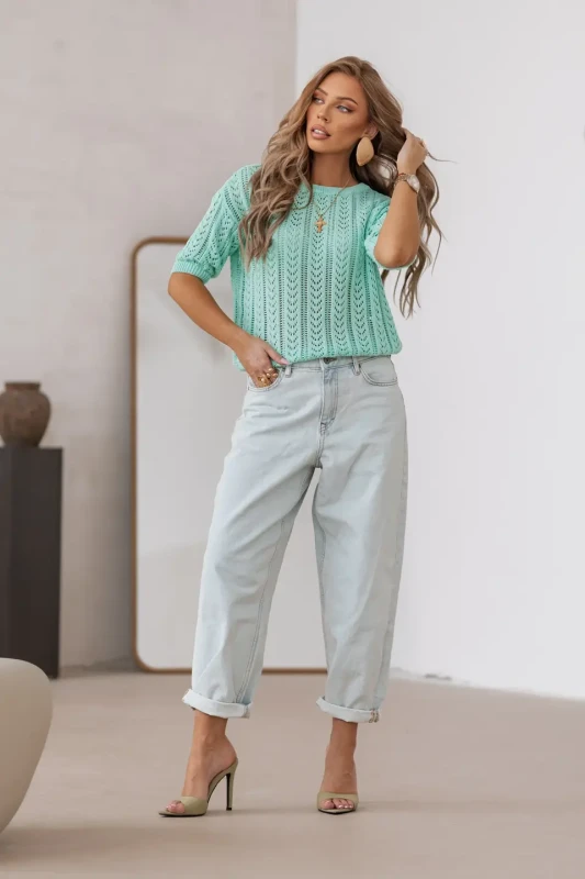 SimpliCity Sweter ażurowy Judie (mięta)
