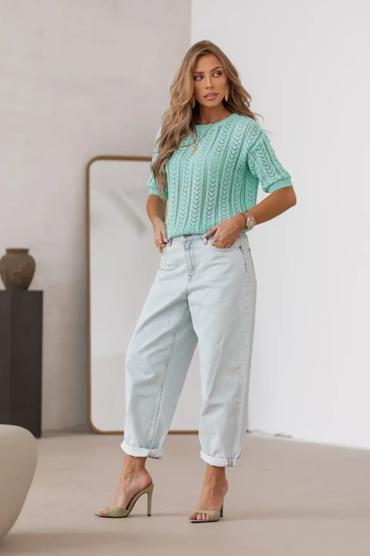 SimpliCity Sweter ażurowy Judie (mięta)