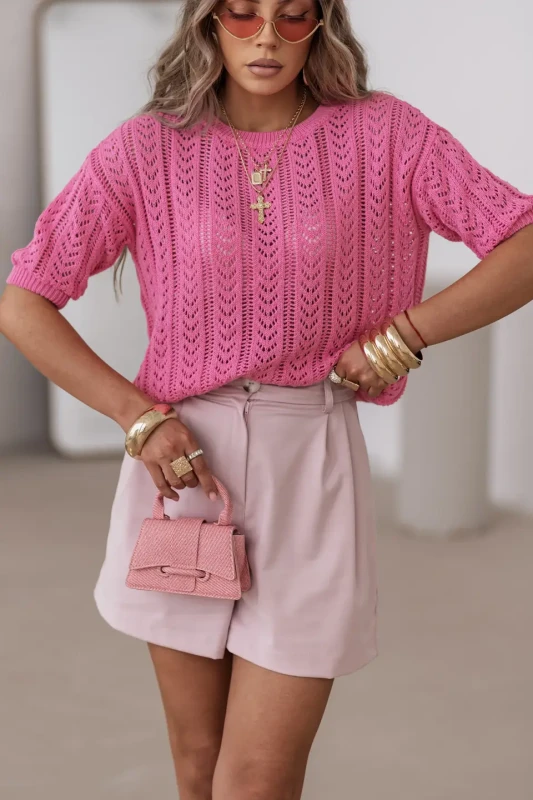 SimpliCity Sweter ażurowy Judie (cukierkowy róż)