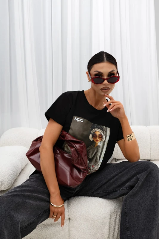 MISS CITY OFFICIAL Damski T-Shirt Chill (czarny)