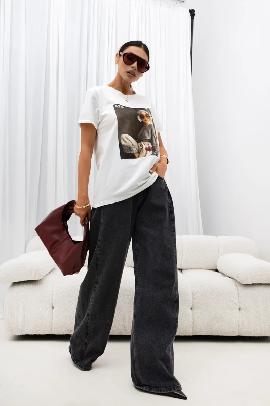 MISS CITY OFFICIAL Damski T-Shirt Chill (biały)