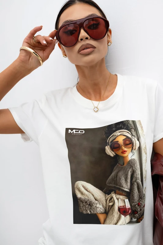 MISS CITY OFFICIAL Damski T-Shirt Chill (biały)