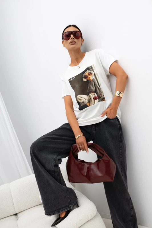 MISS CITY OFFICIAL Damski T-Shirt Chill (biały)