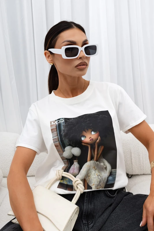 MISS CITY OFFICIAL Damski T-Shirt Slow Mode (biały)