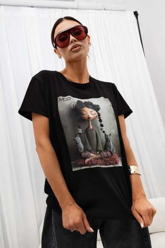 MISS CITY OFFICIAL Damski T-Shirt Meditation (czarny)