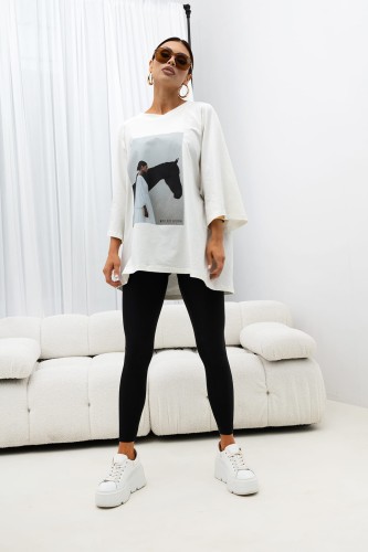 MISS CITY OFFICIAL Damski T-shirt Savage Elegnace (biały)