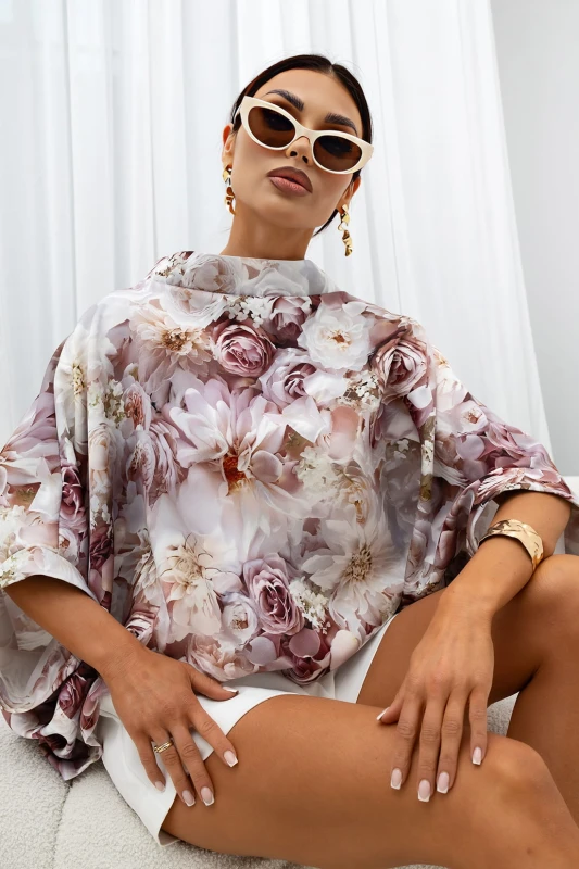 MISS CITY OFFICIAL Damska Bluzka Kimono Rose (beżowy)