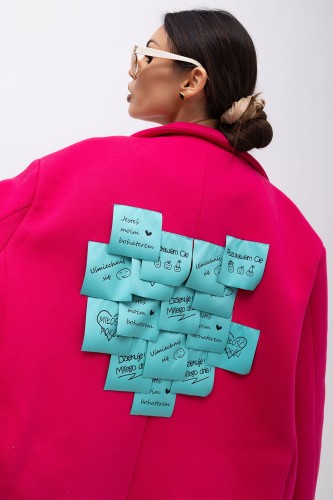 MISS CITY OFFICIAL Damska marynarka EDITORIAL (Polish Quotes) - fuksja