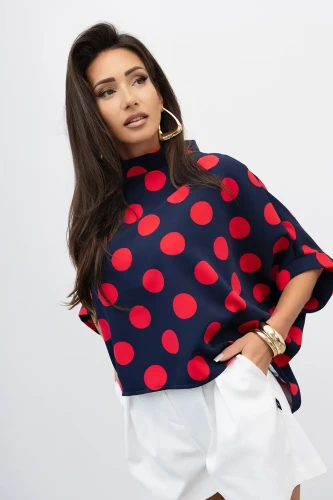 mco damska bluzka kimono big dot granatowo czerwony 4.webp