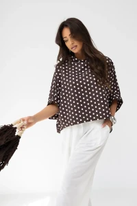 mco damska bluzka kimono dot brazowy 2.webp
