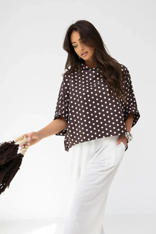 mco damska bluzka kimono dot brazowy 2.webp