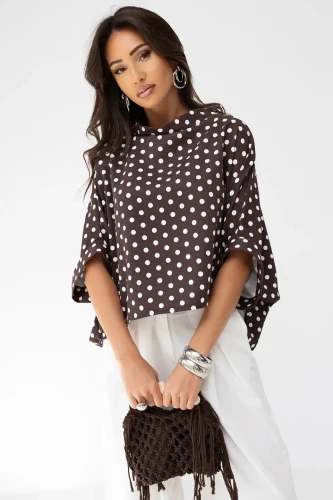 mco damska bluzka kimono dot brazowy 3.webp