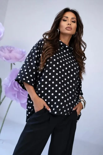 mco damski tshirt kimono dot czarny 1.webp