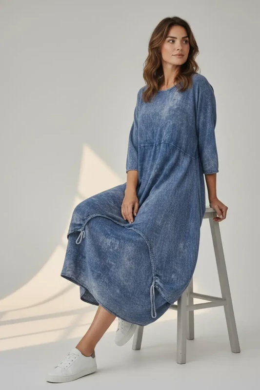 zele sukienka bawelniana jeans 3.webp