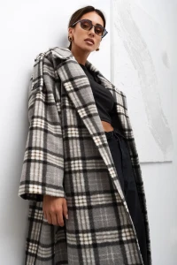 mco damski plaszcz cozy plaid longline szary 1.webp