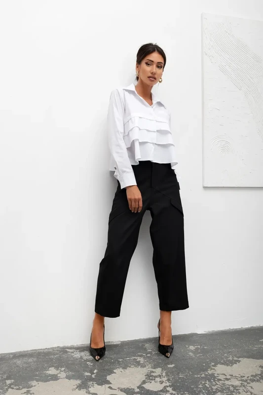 mco Koszula Damska Tiered Ruffle Crop bialy 3.webp