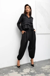 mco Koszula Damska Tiered Ruffle Crop czarny 3.webp