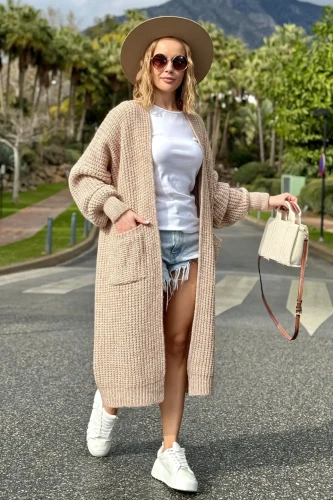 SPLOTY Długi kardigan oversize z kieszeniami Multicolor bez 1.webp