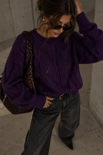 SimpliCity Sweter Ivo z kaszmirem sliwka 1.webp