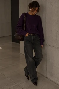 SimpliCity Sweter Ivo z kaszmirem sliwka 2.webp