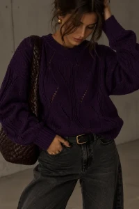 SimpliCity Sweter Ivo z kaszmirem sliwka 3.webp
