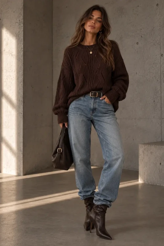 SimpliCity Sweter Ivo z kaszmirem czekolada 3.webp