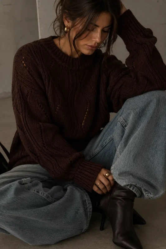 SimpliCity Sweter Ivo z kaszmirem czekolada 4.webp