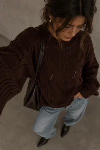SimpliCity Sweter Ivo z kaszmirem czekolada 5.webp
