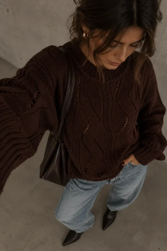 SimpliCity Sweter Ivo z kaszmirem czekolada 5.webp