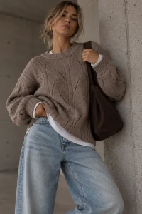 SimpliCity Sweter Ivo z kaszmirem mokka 1.webp
