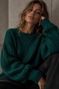 SimpliCity Sweter Ivo z kaszmirem butelkowa zielen 4.webp