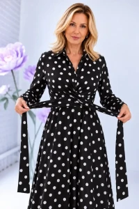 Manilla  Sukienka satynowa grochy czarna 3.webp