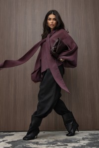 mco Elegancka Damska Bluzka Oversize z Szarfa FLOW bordowy 3.jpg