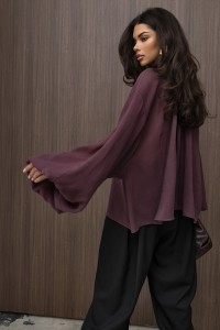 mco Elegancka Damska Bluzka Oversize z Szarfa FLOW bordowy 4.jpg