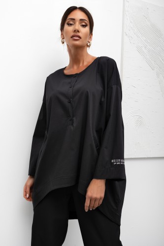 mco koszula damska oversized henley tunic czarny 1.jpg